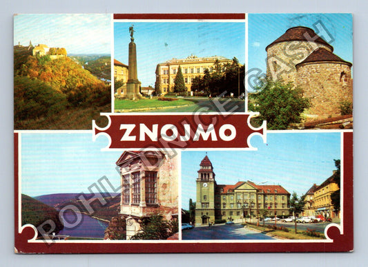 Pohlednice Znojmo hrad náměstí rotunda koláž motivů (M39741)
