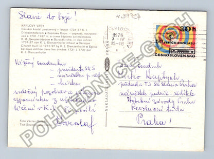 Pohlednice Karlovy Vary Dientzenhoferův kostel 1976 (M39754)