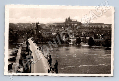 Pohlednice Praha Karlův most a Hradčany starý motiv (M3976)