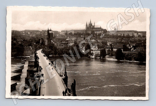 Pohlednice Praha Karlův most a Hradčany starý motiv (M3976)