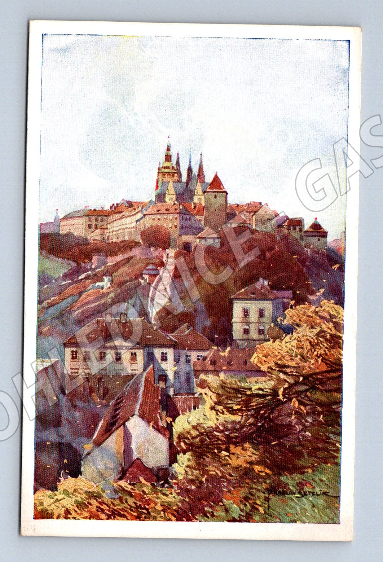 Pohlednice Praha Hrad od Mariánských bašt Šetelík (M3977)