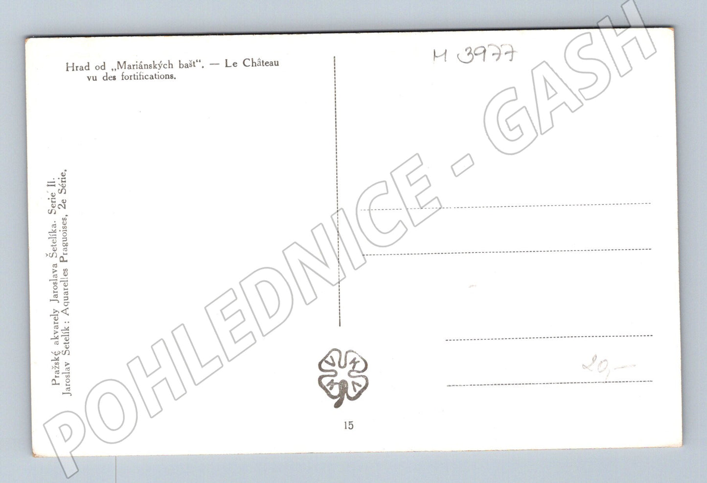 Pohlednice Praha Hrad od Mariánských bašt Šetelík (M3977)