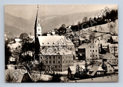 Pohlednice Jizerské hory Tanvald zimní krajina kostel (M39774)