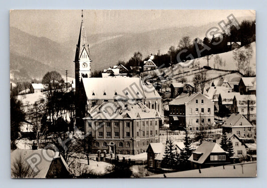 Pohlednice Jizerské hory Tanvald zimní krajina kostel (M39774)