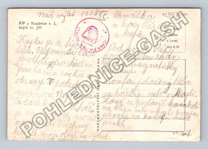 Pohlednice Říp u Roudnice n L kaple sv Jiří 1958 (M39788)