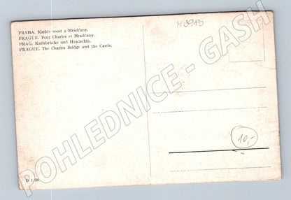Pohlednice Praha Karlův most a Hradčany černobílá (M3980)