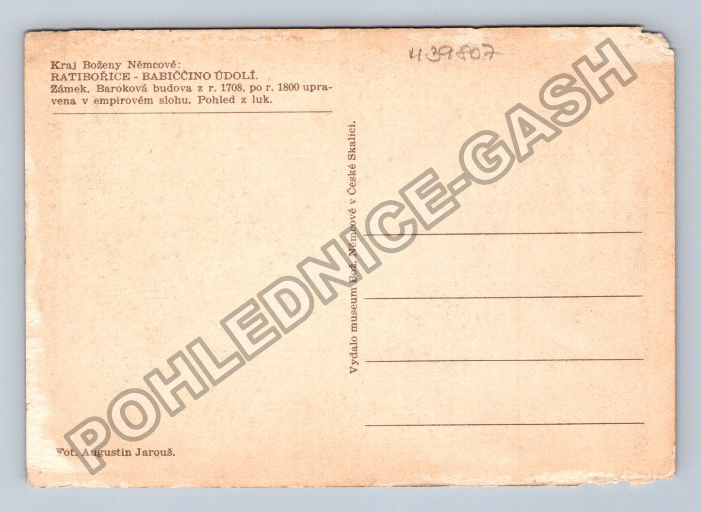Pohlednice Ratibořice Babiččino údolí zámek pohled z luk (M39807)