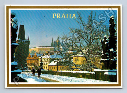 Pohlednice Praha Karlův most Hradčany zima (M39812)