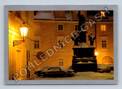 Pohlednice Praha zasněžené Staroměstské náměstí večer (M39821)
