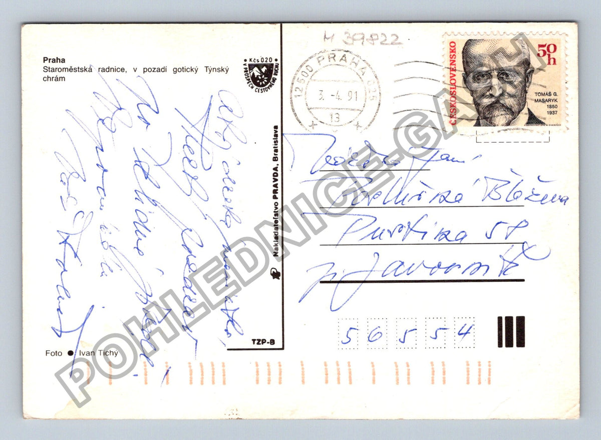 Pohlednice Praha Staroměstská radnice Týnský chrám 1991 (M39822)