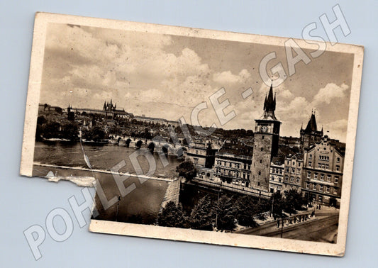 Pohlednice Praha Karlův most a Hradčany starý motiv (M3983)