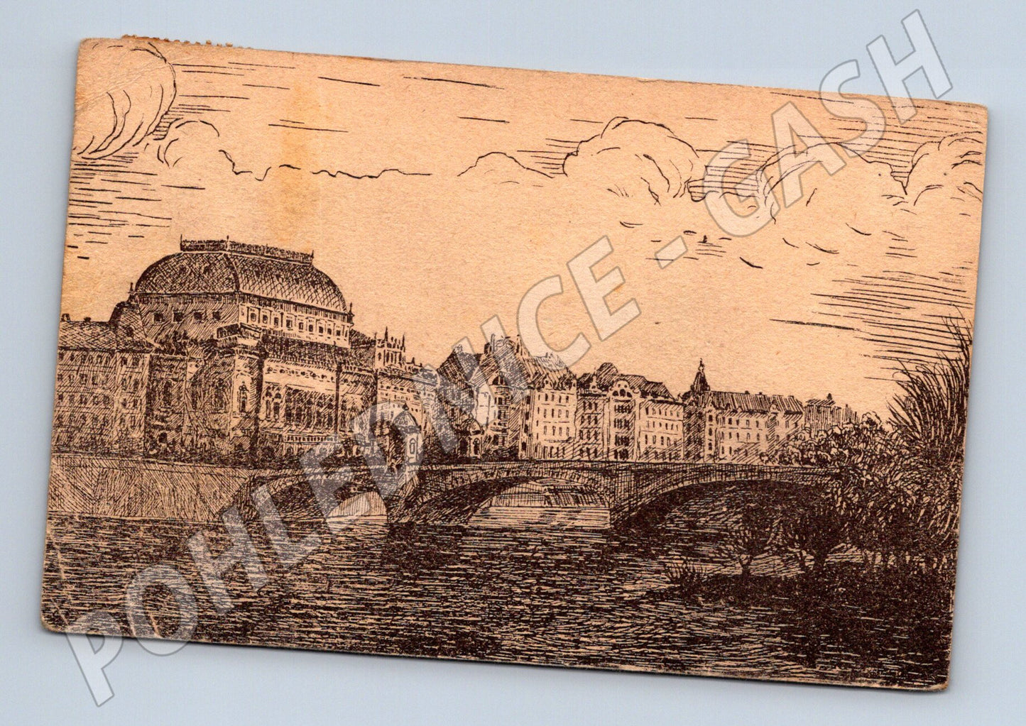 Pohlednice Praha Národní divadlo kresba Zohy 1917 (M3984)