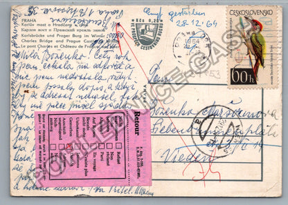 Pohlednice Praha Karlův most a Hradčany zima 1964 (M39853)