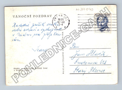 Pohlednice Praha Hradčany Karlův most zima 1971 (M39870)