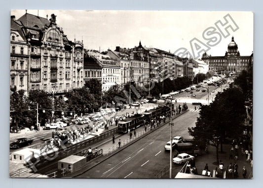 Pohlednice Praha Václavské náměstí tramvaje auta 1973 (M39873)