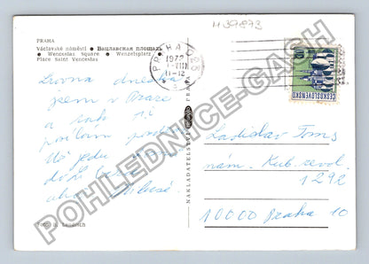 Pohlednice Praha Václavské náměstí tramvaje auta 1973 (M39873)