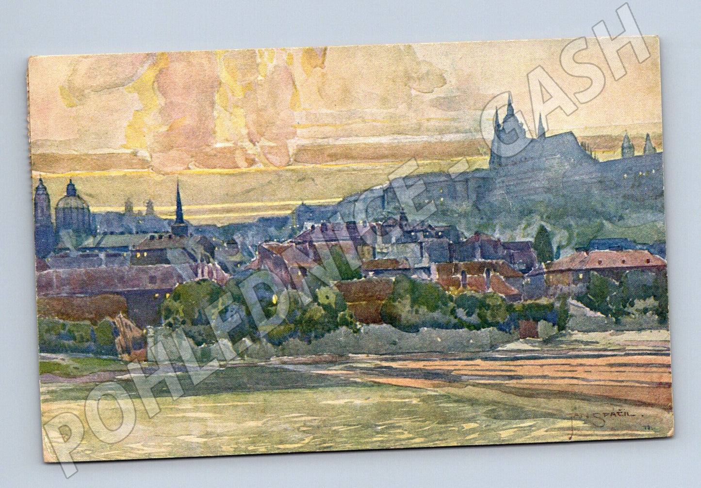 Pohlednice Praha Malá Strana a Hradčany malovaná 1911 (M3988)