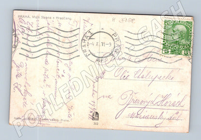 Pohlednice Praha Malá Strana a Hradčany malovaná 1911 (M3988)
