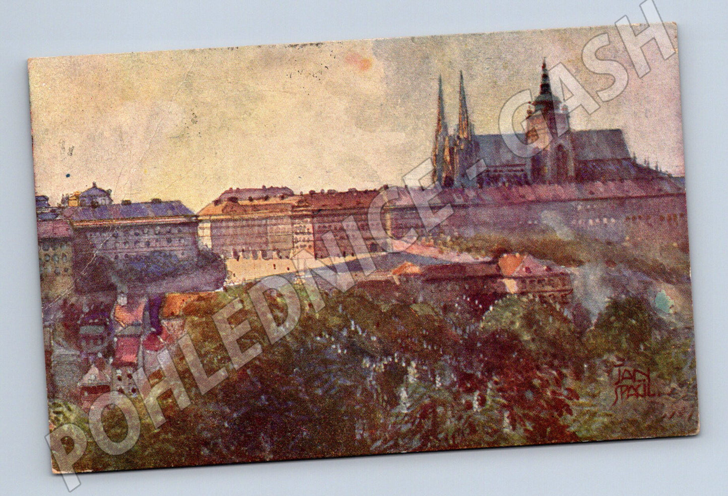 Pohlednice Praha Pražský hrad malovaný ČSR (M3989)