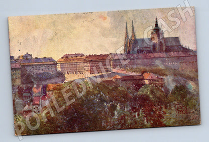 Pohlednice Praha Pražský hrad malovaný ČSR (M3989)
