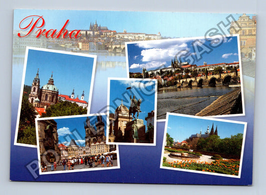 Pohlednice Praha koláž Hrad Karlův most Staroměstské náměstí (M39892)