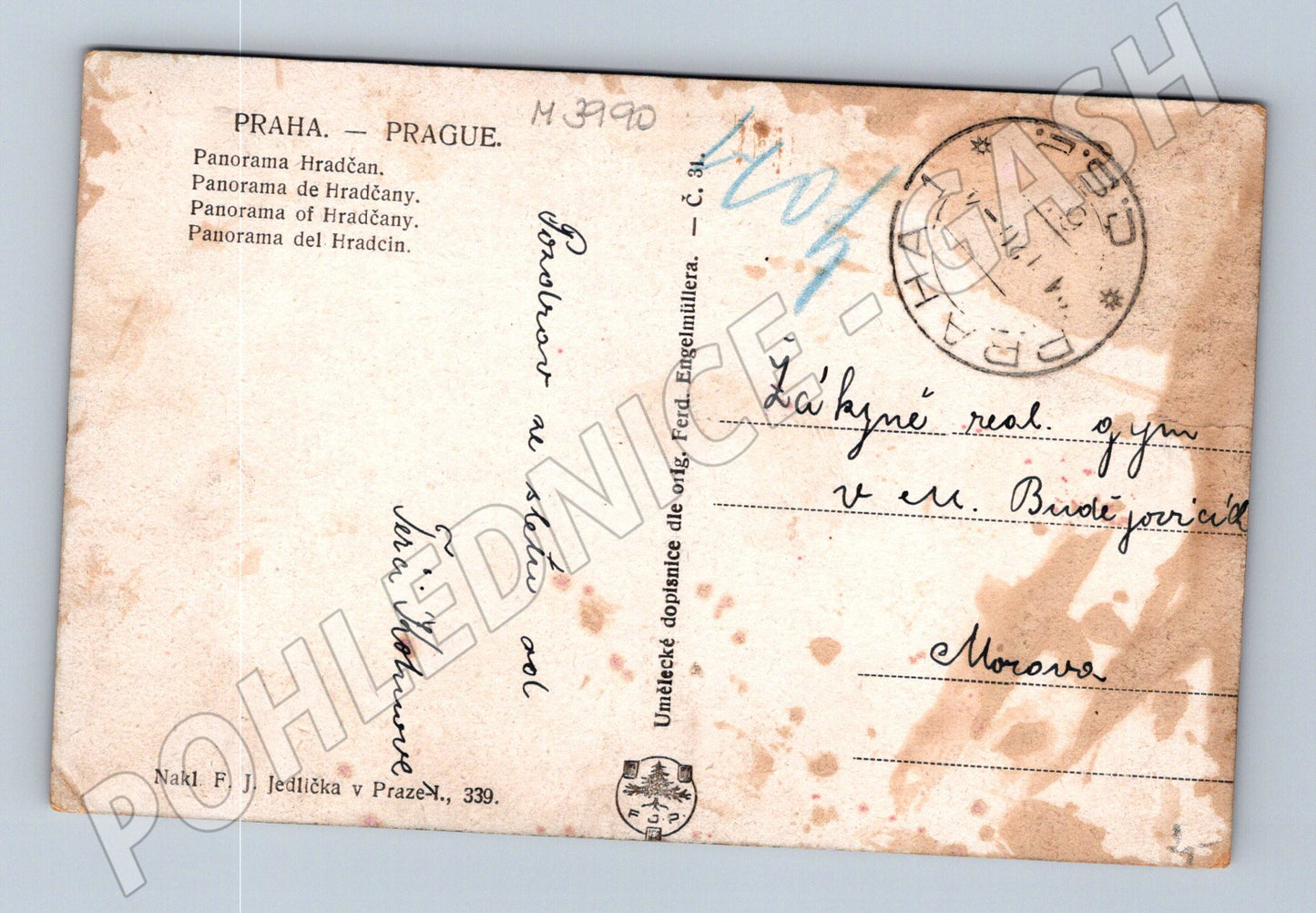 Pohlednice Praha Karlův most a Hradčany 1914 (M3990)