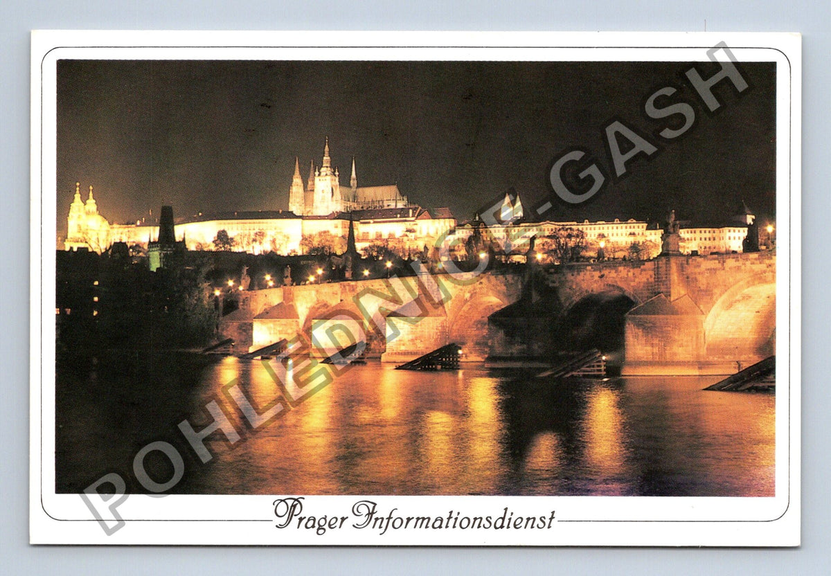 Pohlednice Praha Karlův most Hradčany noční záběr (M39901)