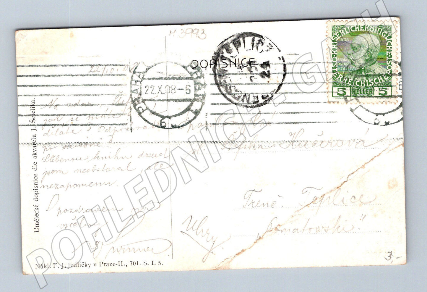 Pohlednice Praha Staré Město historický motiv 1908 (M3993)