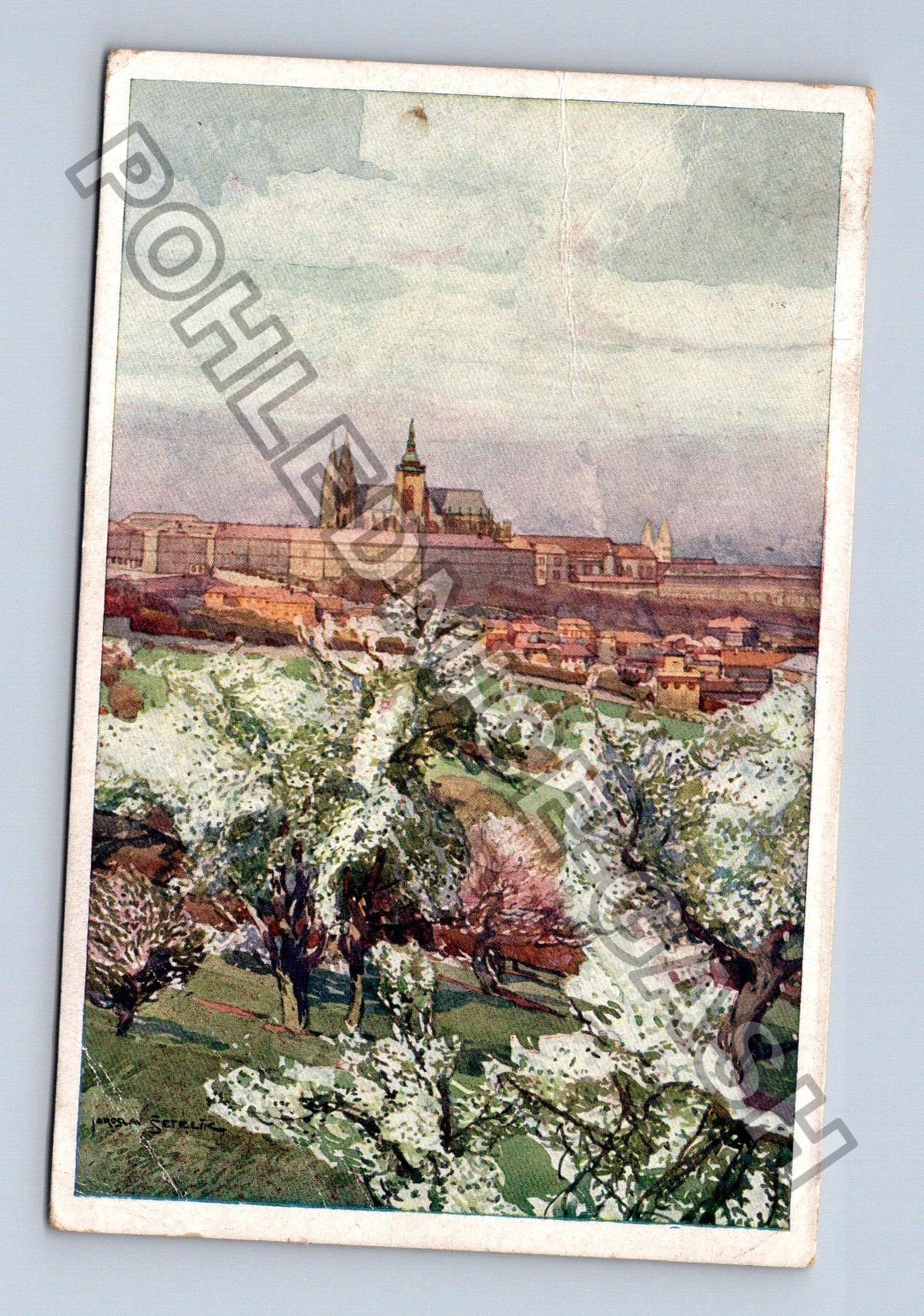 Pohlednice Jaro na Petříně Praha akvarely Šetelíka (M39943)