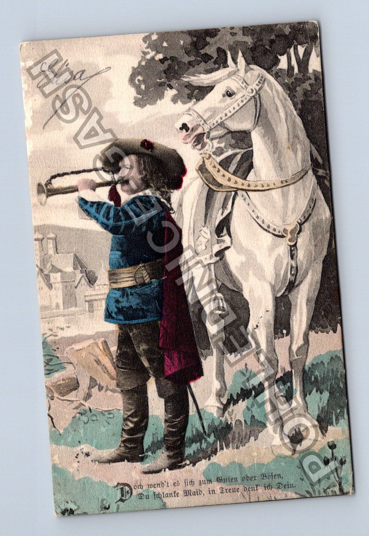 Pohlednice Belgie myslivec na koni s trubkou (M39961)