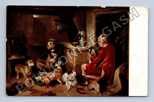 Pohlednice Německo lovec se psy malba (M39976)