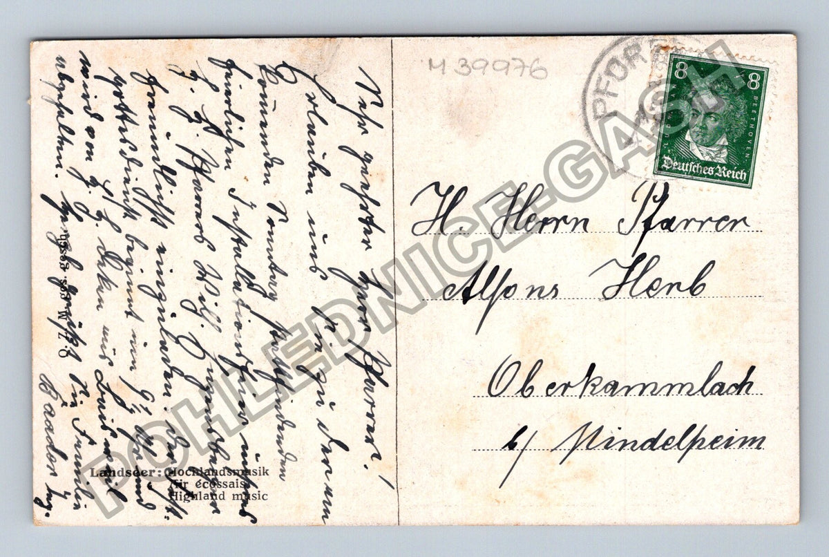 Pohlednice Německo lovec se psy malba (M39976)