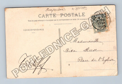 Pohlednice Francie pes v srdci květiny 1905 (M39980)