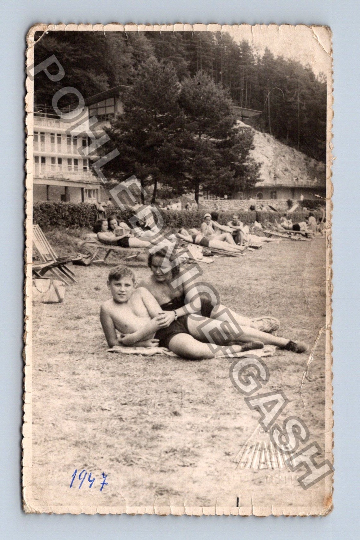 Stará fotografie Slána Zabe Bruné Teplice koupaliště 1947 (M40001)