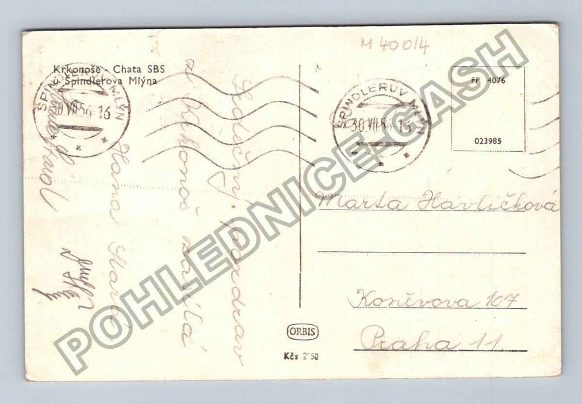 Pohlednice Krkonoše Chata SBS Špindlerův Mlýn 1956 (M40014)