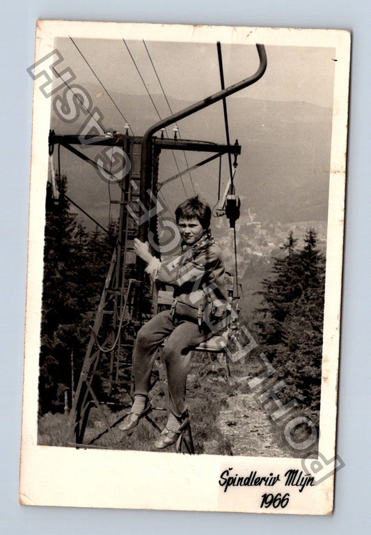 Stará fotografie Špindlerův Mlýn lyžařský vlek 1966 (M40017)