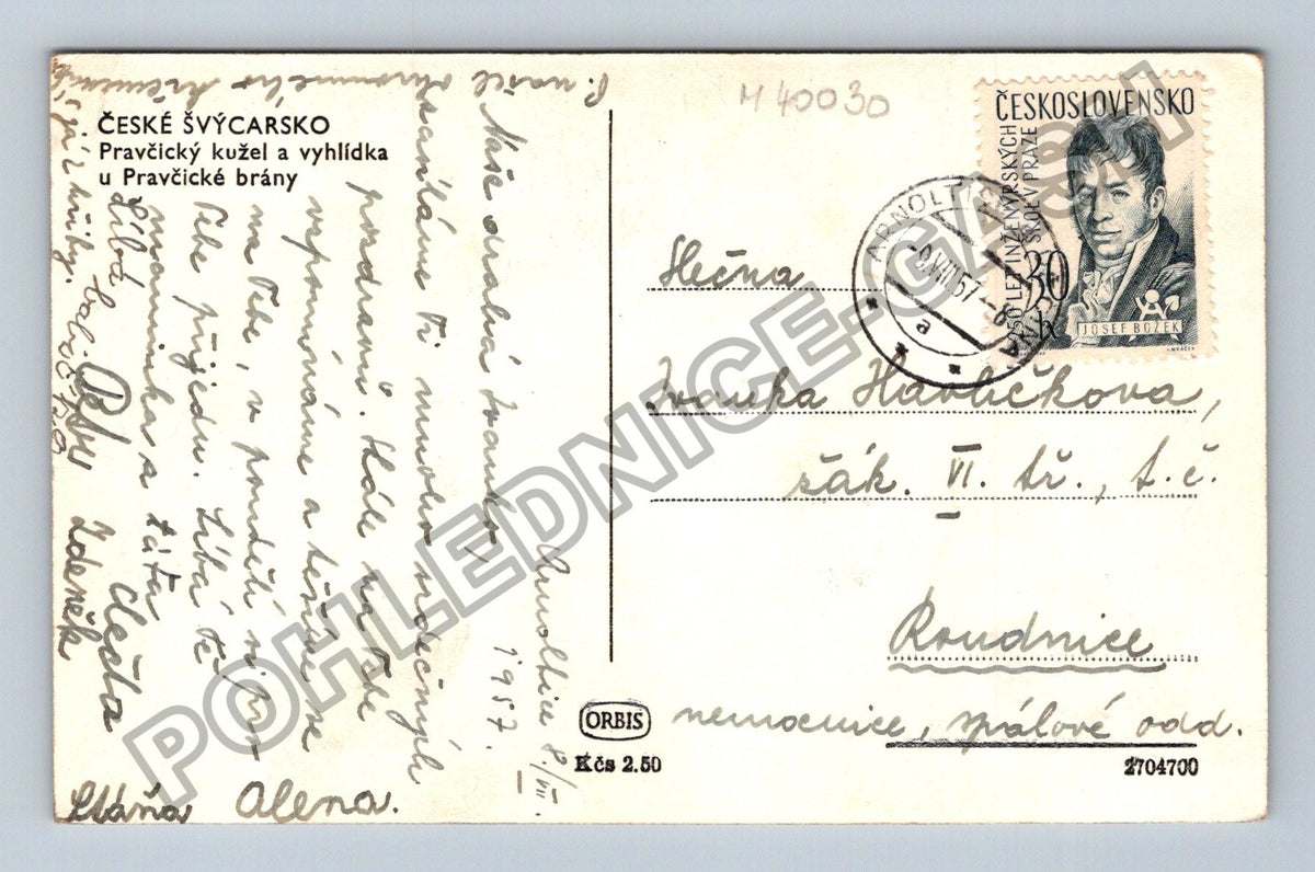 Pohlednice České Švýcarsko Pravčická brána 1957 (M40030)