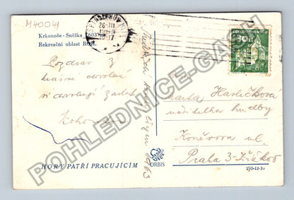Pohlednice Krkonoše Sněžka Rekreační oblast ROH 1953 (M40041)