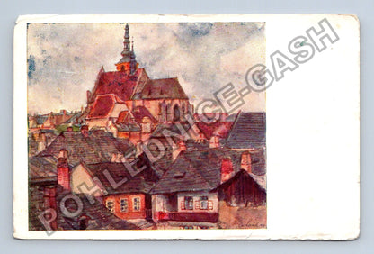 Pohlednice Prostějov pohled z dívčí měšťanské školy 1921 (M40065)