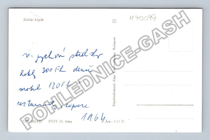 Pohlednice Maďarsko Siófok hotel pláž socha 1964 (M40097)