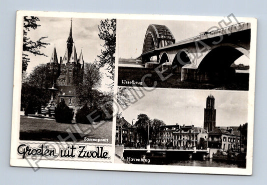 Pohlednice Holandsko Zwolle Sassenpoort IJsselbrug Havenbrug (M40102)