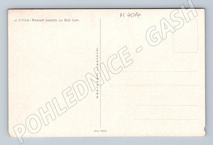 Pohlednice Praha Bílá Hora nádvoří kostela J. Vlček 1928 (M4014)