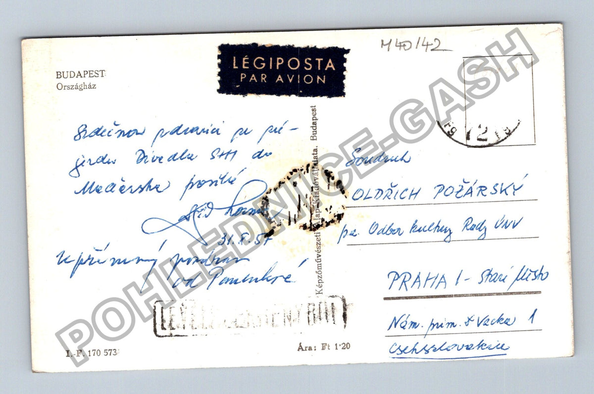 Pohlednice Budapešť Országház parlament 1957 (M40142)