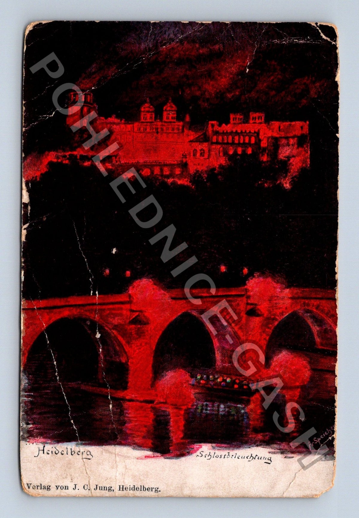 Pohlednice Německo Heidelberg Schlossbrückenführung 1908 (M40161)
