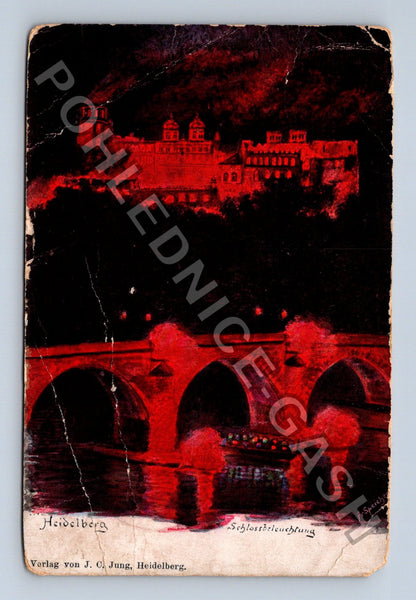 Pohlednice Německo Heidelberg Schlossbrückenführung 1908 (M40161)
