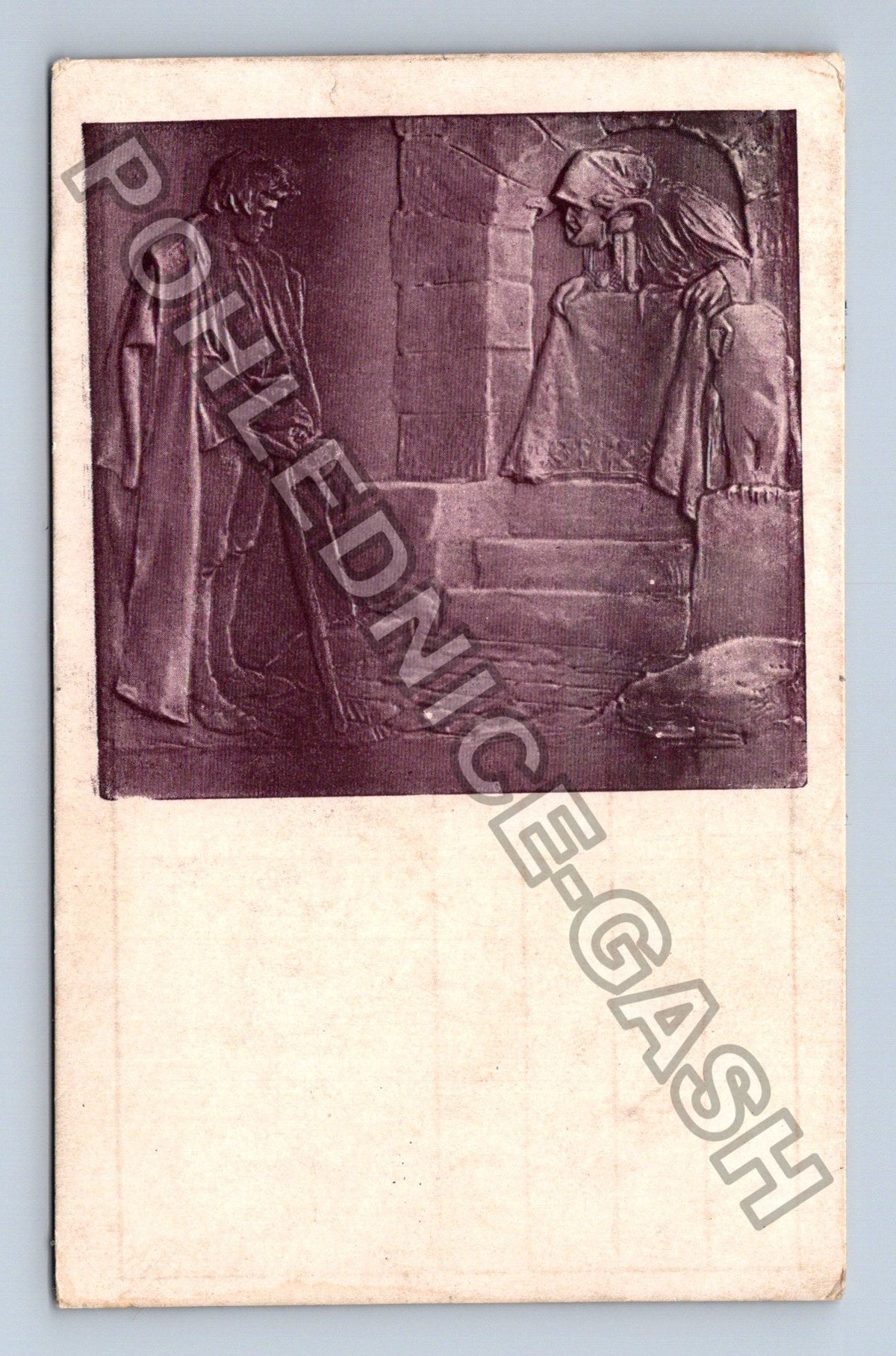 Pohlednice reliéf ležící postava (M40173)