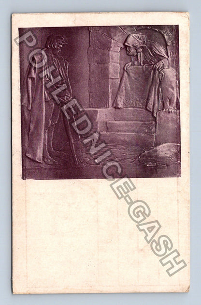 Pohlednice reliéf ležící postava (M40173)