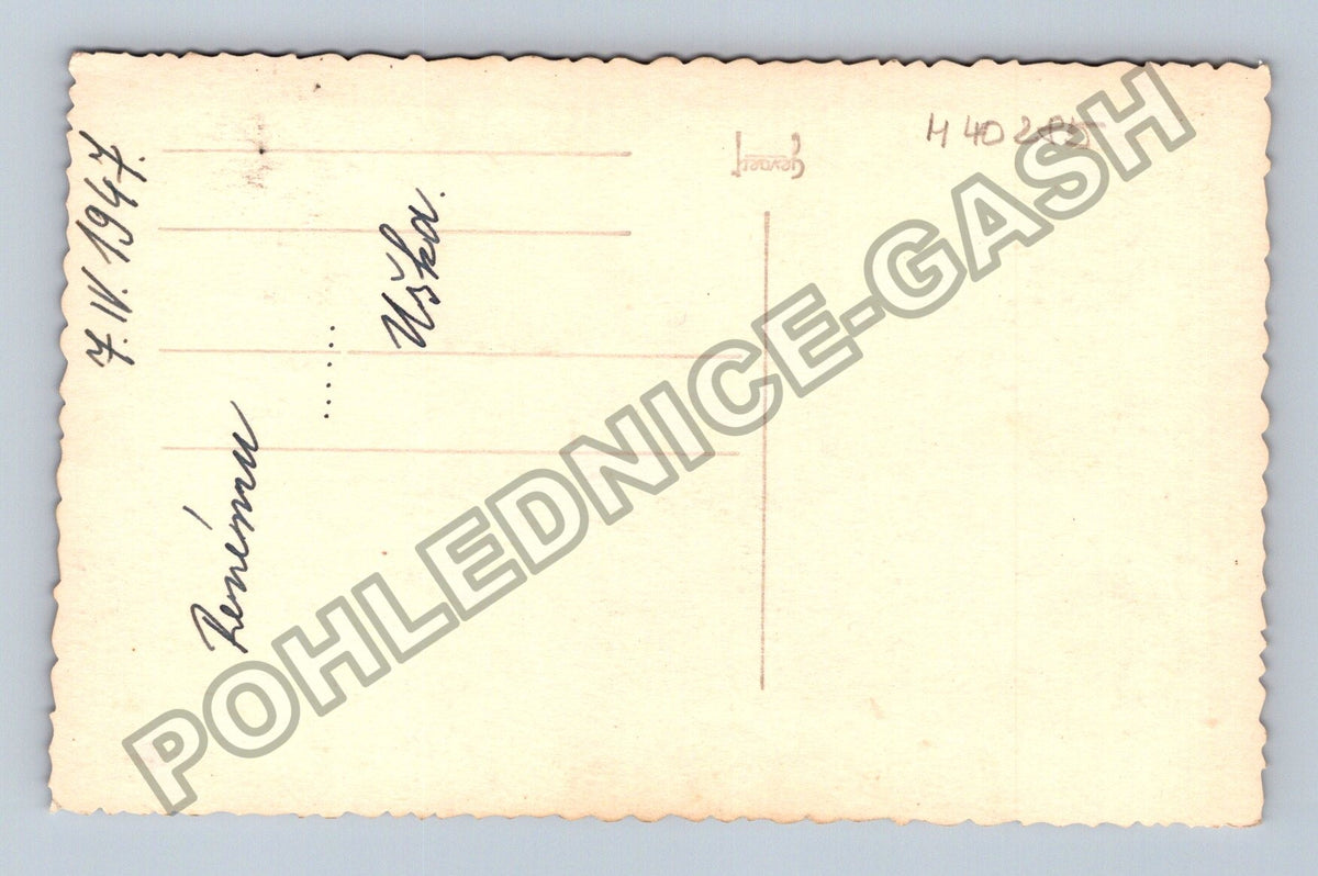 Stará fotografie Žena v bílých šatech s květinami 1947 (M40285)