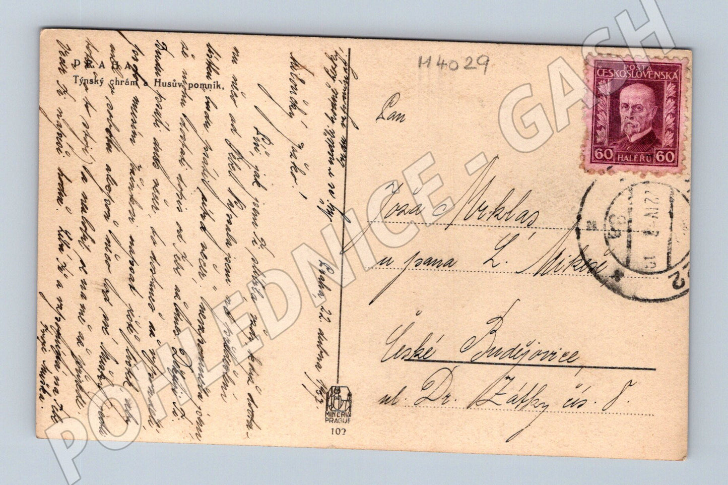 Pohlednice Praha Týnský chrám a Husův pomník (M4029)