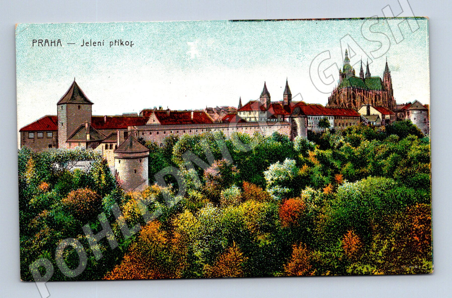 Pohlednice Praha Jelení příkop s Pražským hradem (M4031)